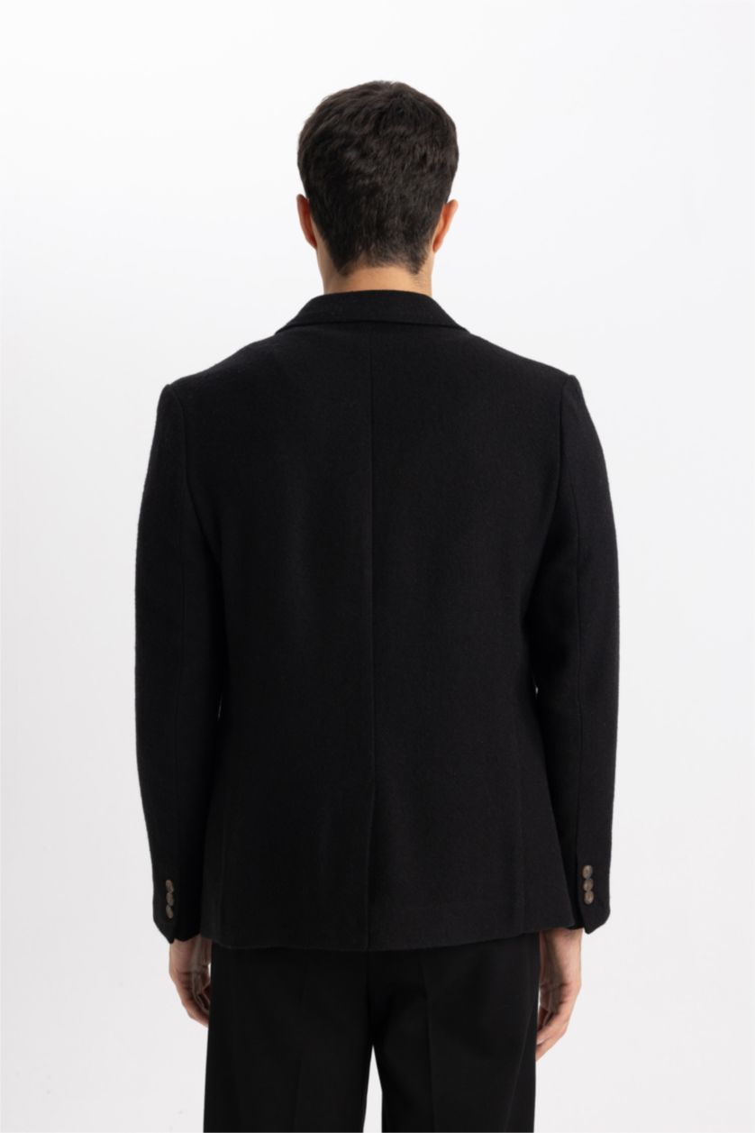 رجالي أسود بليزر مودرن فيت بياقة جاكيت