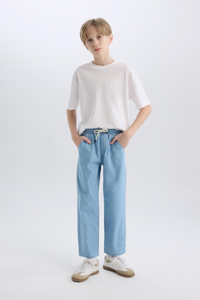 أولادي أزرق فاتح بنطلون جينز اولادي قصة مستقيمة ورجل عادية أزرق فاتح