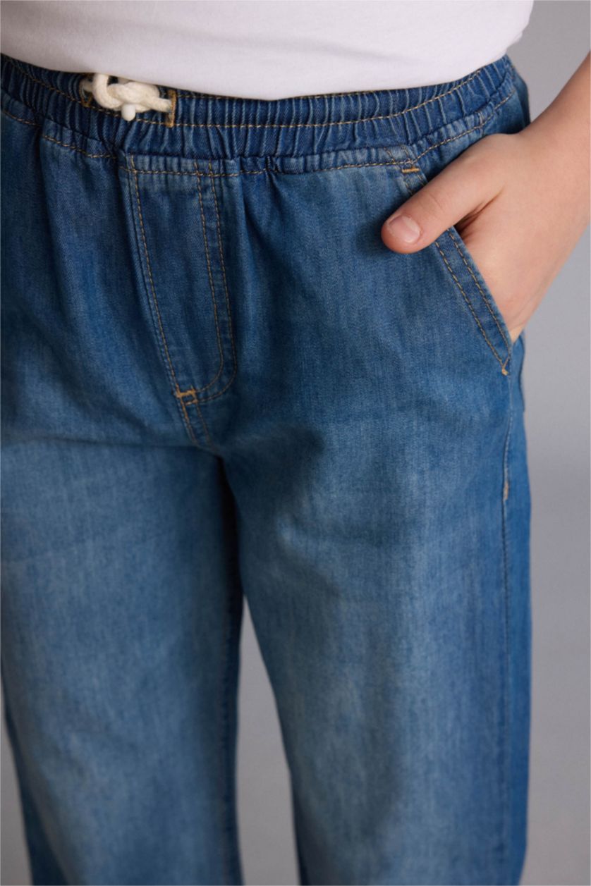 Erkek Çocuk - Genç Erkek Mavi Straight Fit Düz paça Jean Pantolon Erkek Çocuk