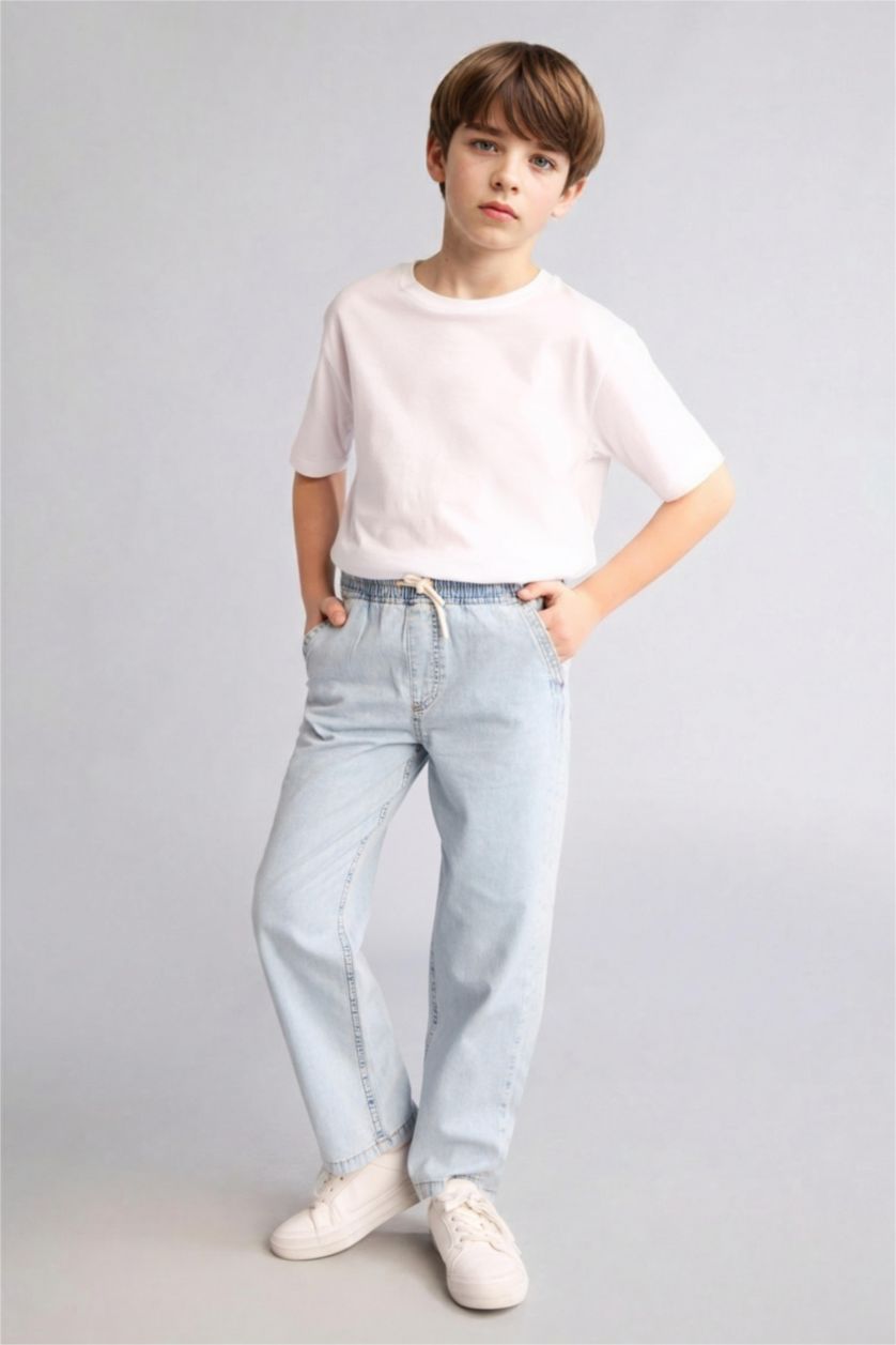 Erkek Çocuk - Genç Erkek Açık Mavi Straight Fit Düz paça Jean Pantolon Erkek Çocuk