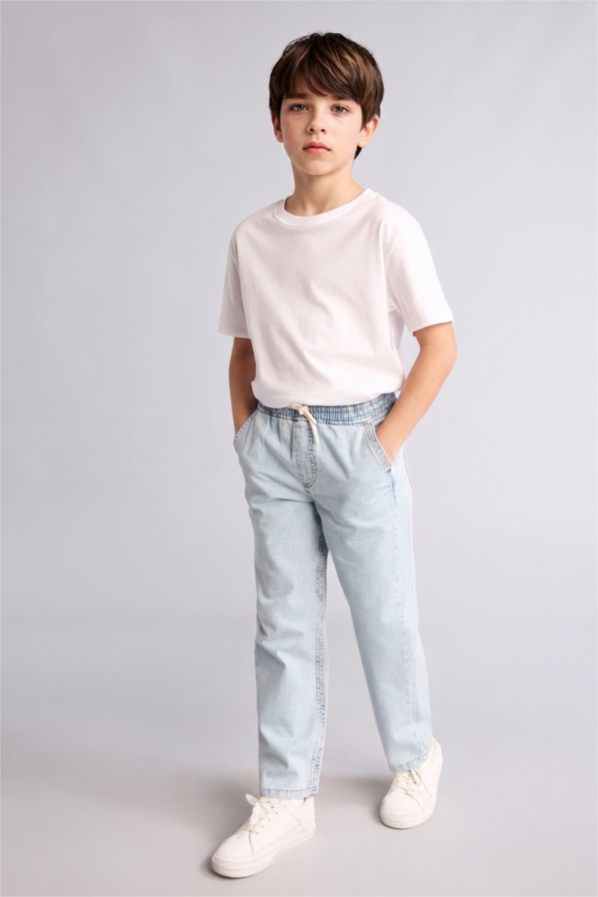 Erkek Çocuk - Genç Erkek Açık Mavi Straight Fit Düz paça Jean Pantolon Erkek Çocuk