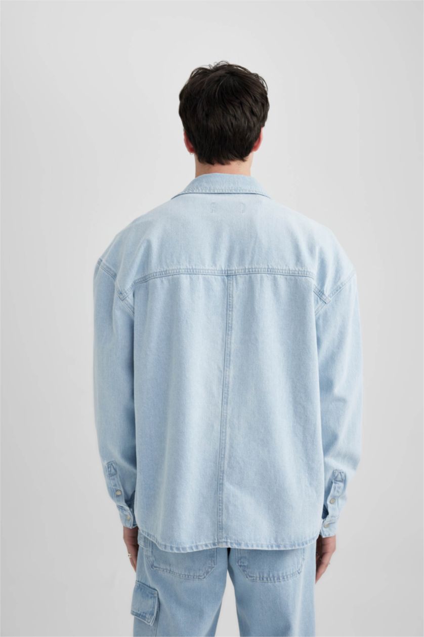 HOMME BLEU Clair Chemises à manches longues Jean Coupe Oversize
