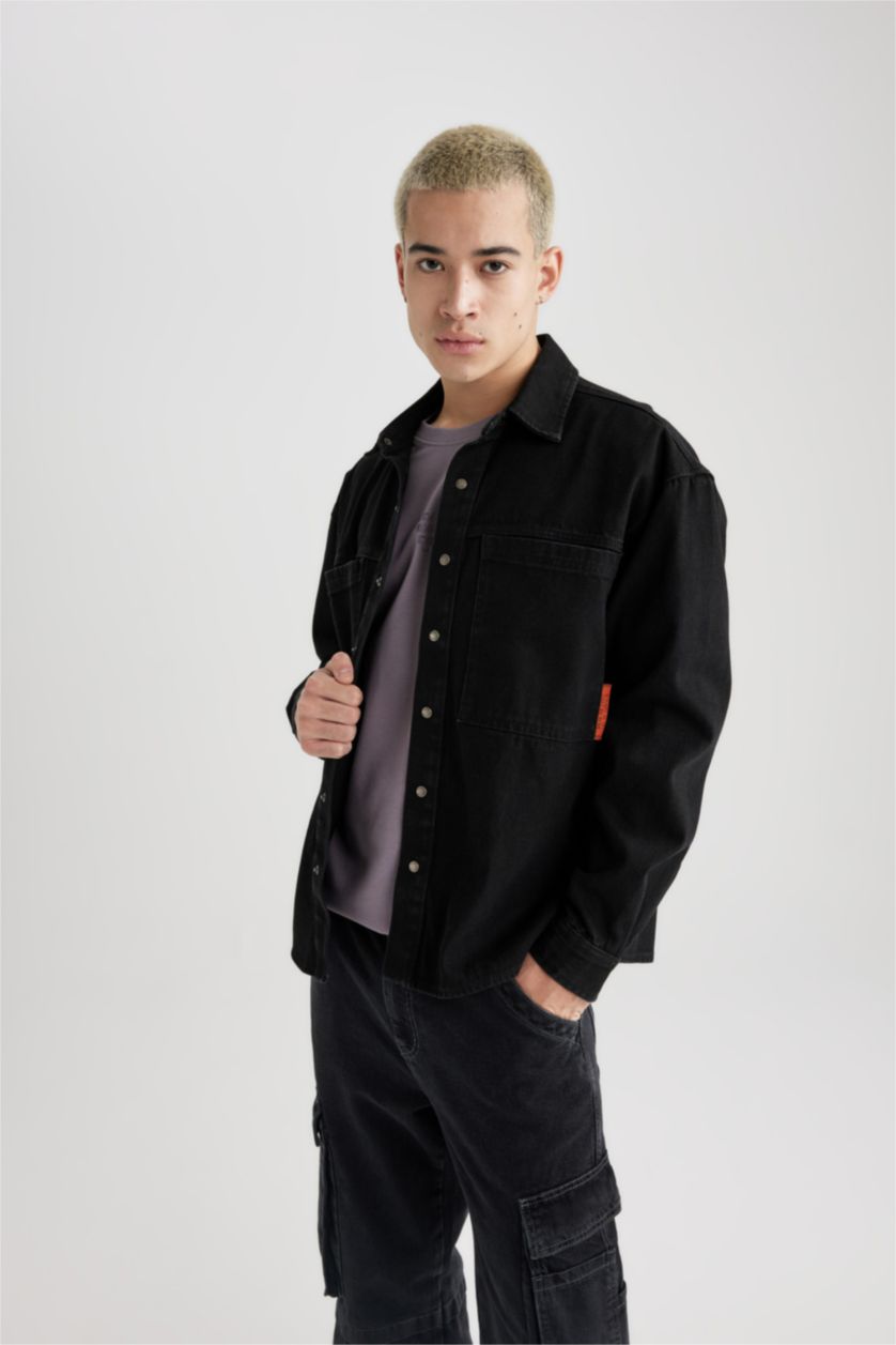 HOMME Noir Chemises à manches longues Coupe Oversize