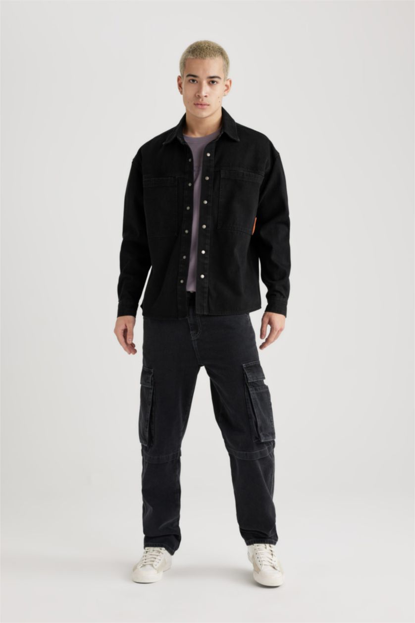 HOMME Noir Chemises à manches longues Coupe Oversize