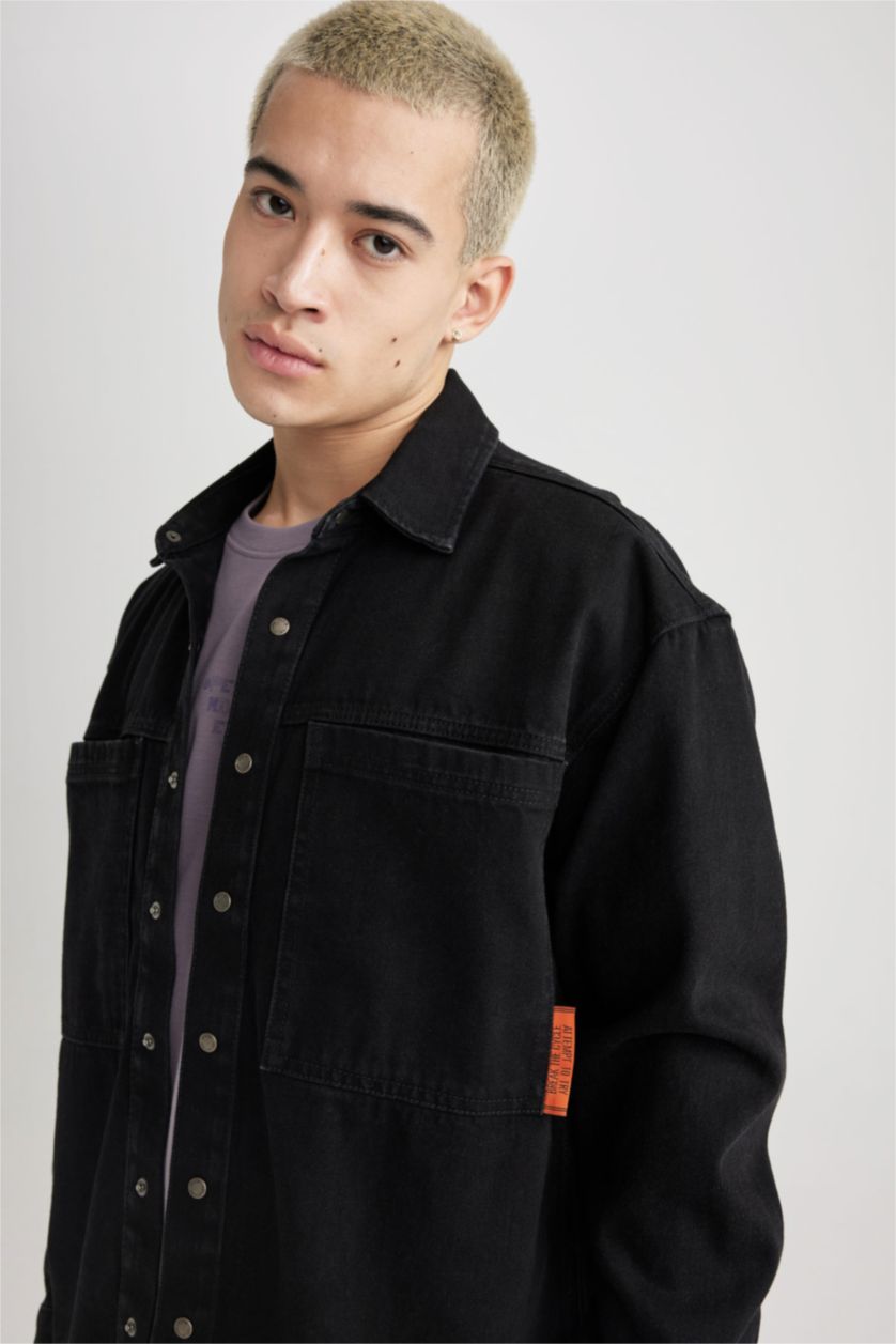 HOMME Noir Chemises à manches longues Coupe Oversize