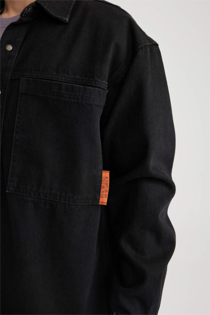 HOMME Noir Chemises à manches longues Coupe Oversize