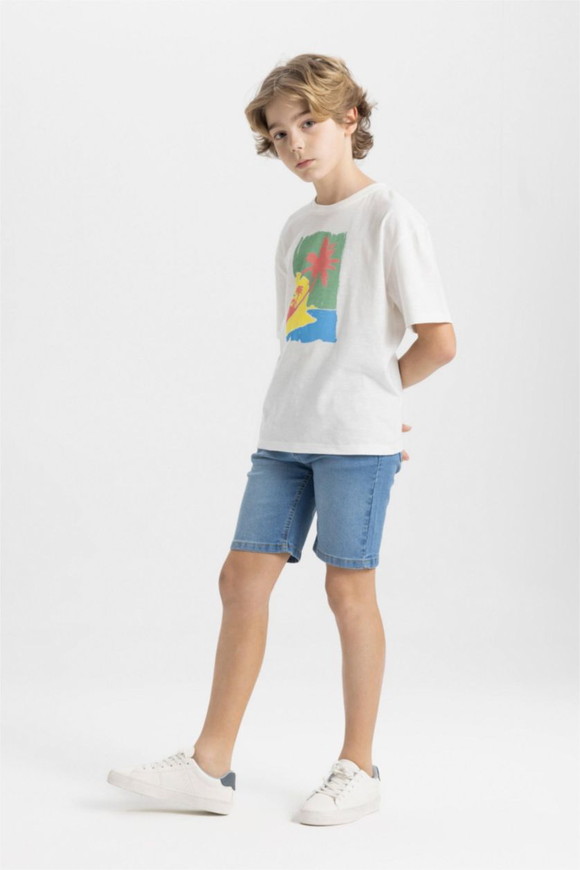 Мальчики и подростки Голубрй Джинсовые шорты для мальчиков