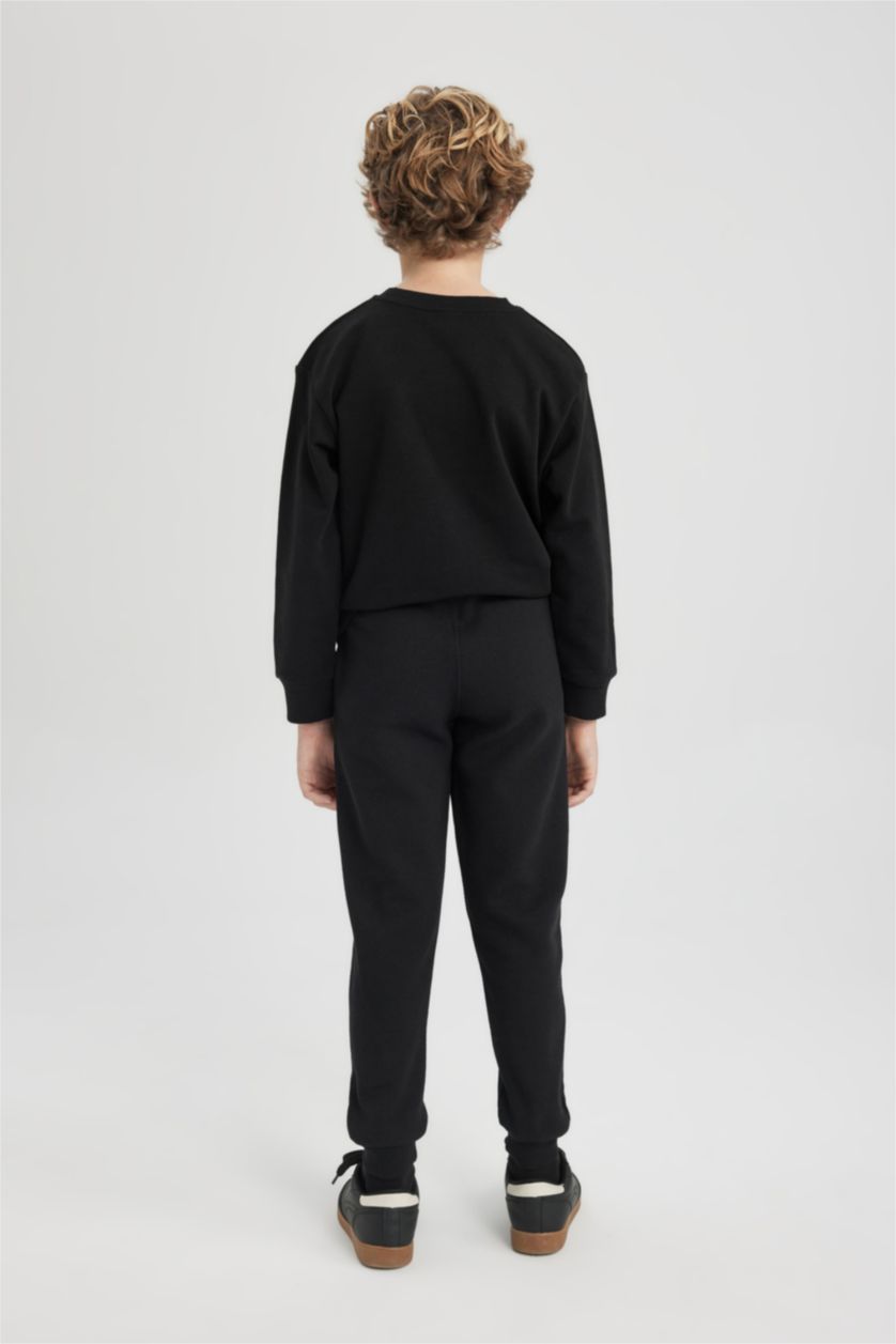 أولاد أسود بنطلون بجامة رياضي ولادي سادة قصة عادية