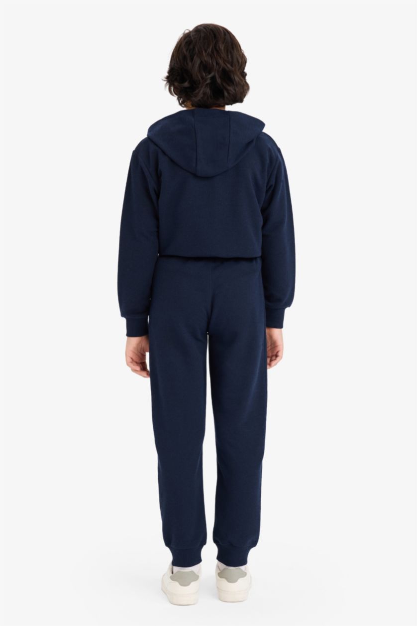 Erkek Çocuk - Genç Erkek Lacivert Beli Paçası Lastikli Basic Düz Pike Eşofman Altı Erkek Çocuk