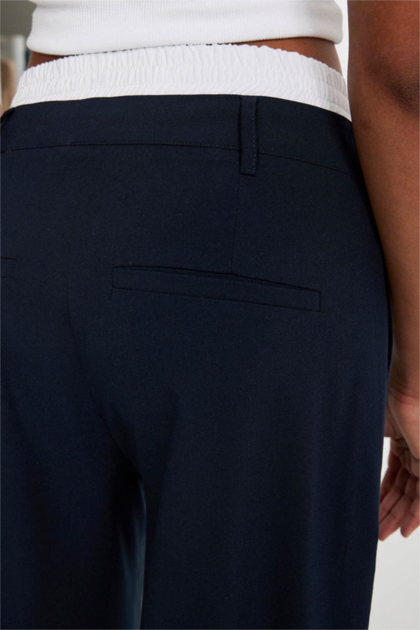 WOMAN NAVY Wide Leg Fit High Waist Wide Leg Trousers