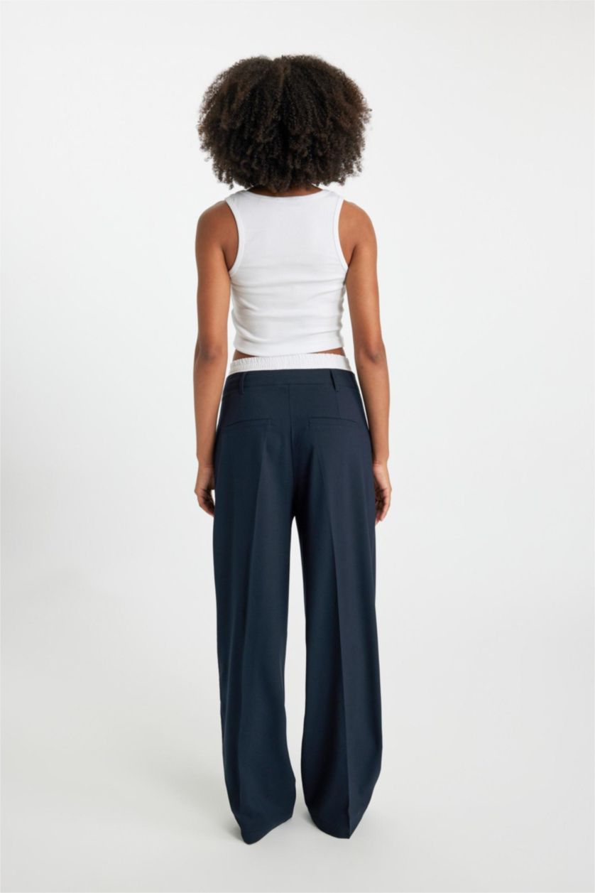 WOMAN NAVY Wide Leg Fit High Waist Wide Leg Trousers