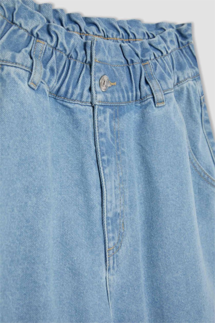 WOMAN Light Blue High Waist Paperbag Fit Trousers