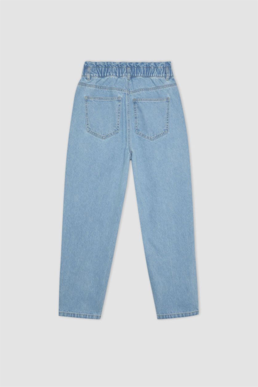 WOMAN Light Blue High Waist Paperbag Fit Trousers