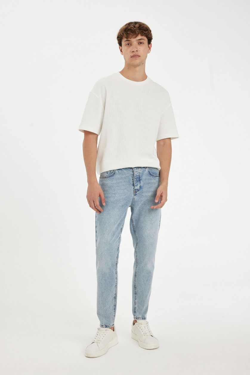 Мужчины Светло-синий Джинсы 90's Slim Fit узкого кроя с высокой талией
