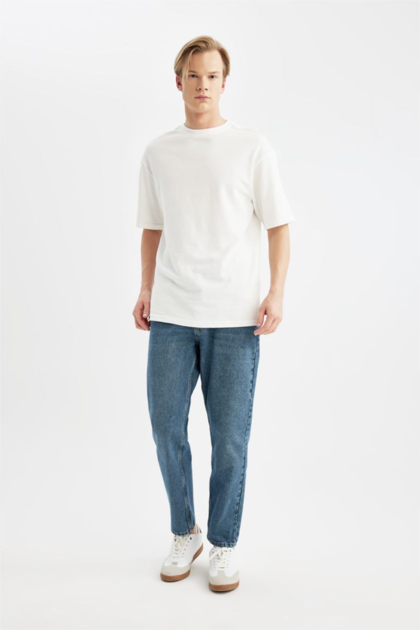 رجالي أزرق غامق بنطلون جينز سليم فيت وخصر عالي