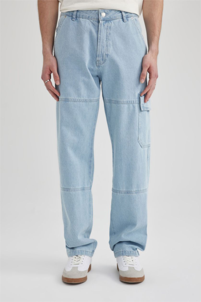 MAN Light Blue Wide Leg Normal Waist Jeans