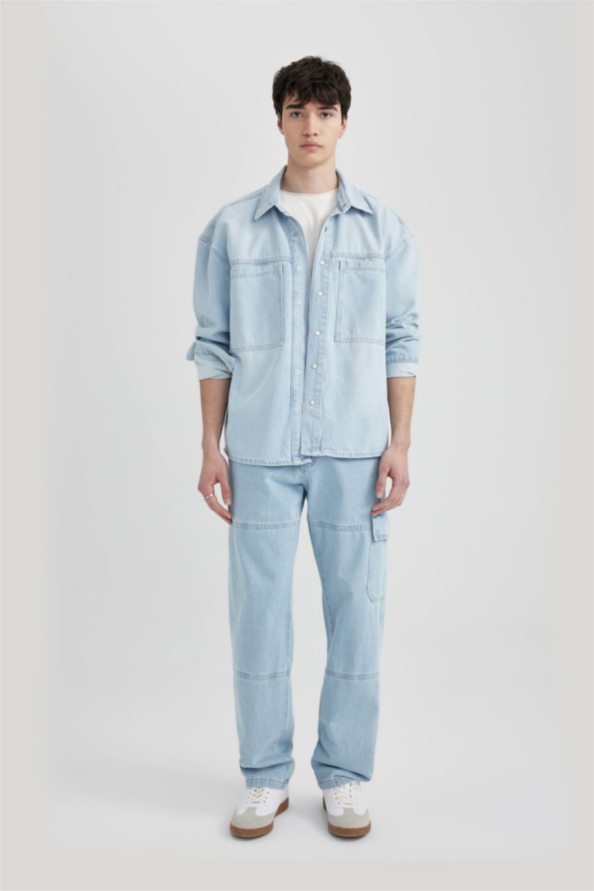 MAN Light Blue Wide Leg Normal Waist Jeans