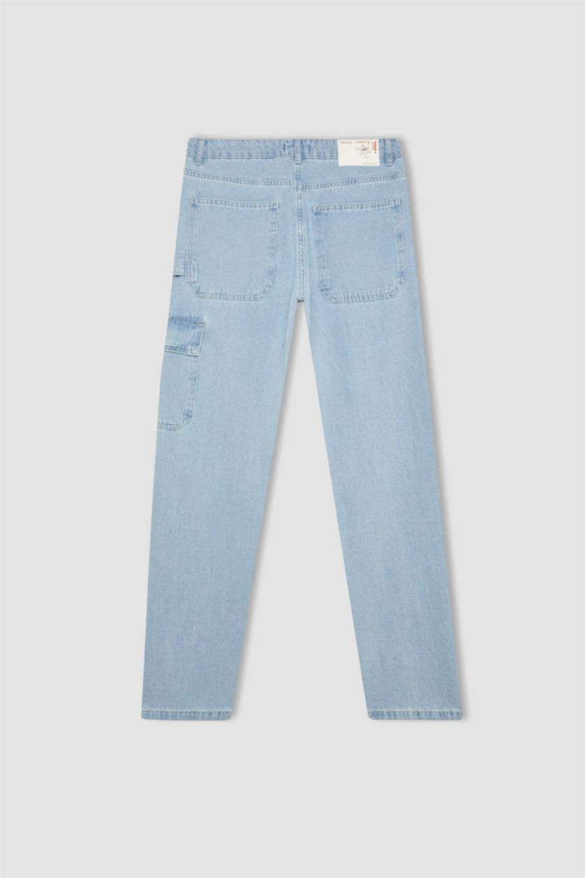 MAN Light Blue Wide Leg Normal Waist Jeans