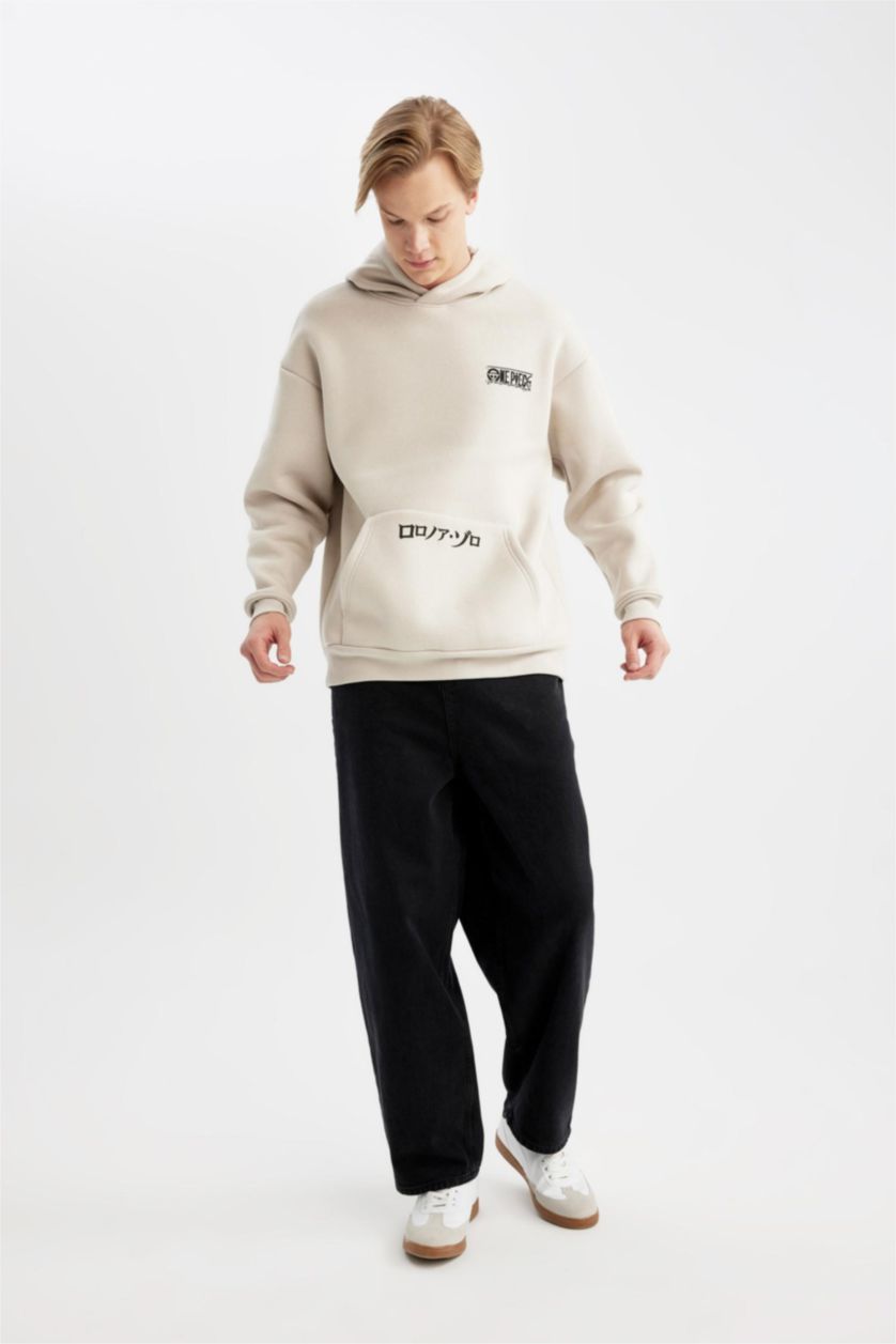 Man Black Wide Baggy Fit Jean Trousers