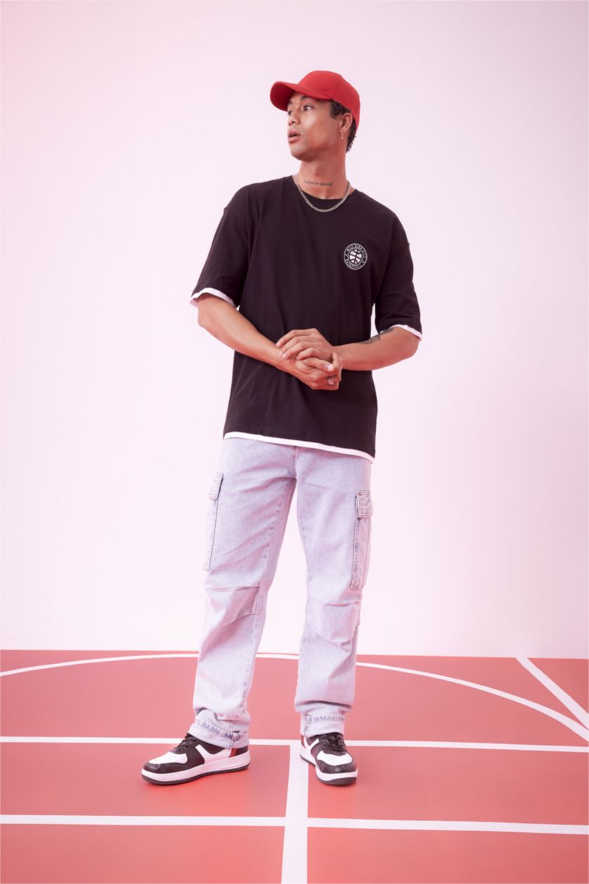 MAN Black DeFactoFit NBA Denver Nuggets Oversize Fit T-Shirt