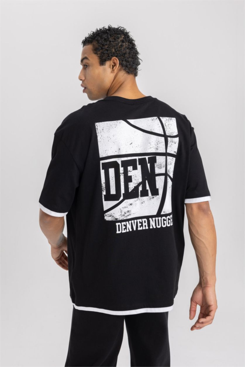 MAN Black DeFactoFit NBA Denver Nuggets Oversize Fit T-Shirt