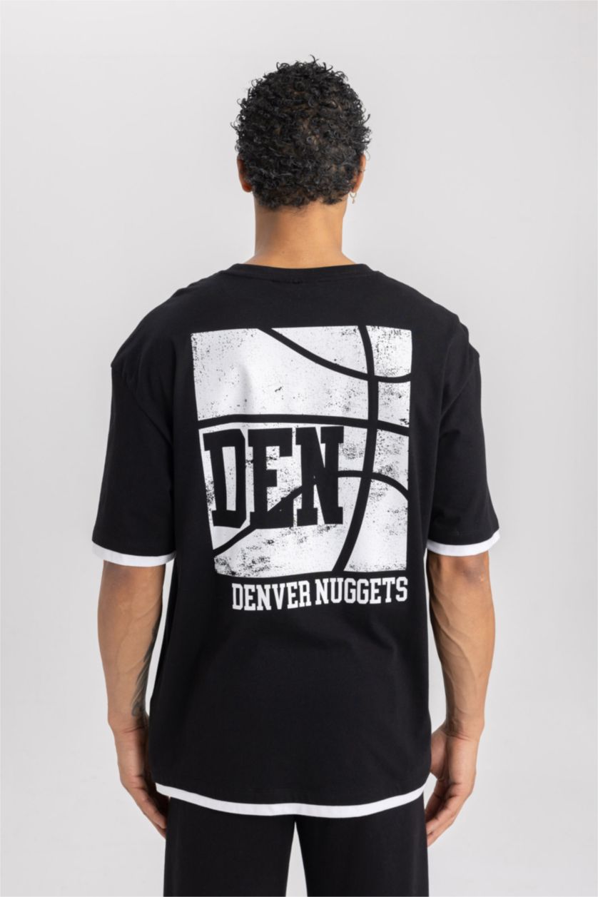 MAN Black DeFactoFit NBA Denver Nuggets Oversize Fit T-Shirt