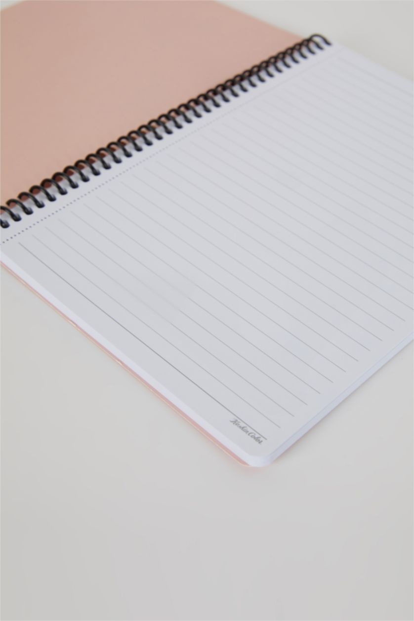 Kadın Pembe Mickey Mouse Desenli Çizgili Spiralli 16,5x22,5 cm Not Defteri