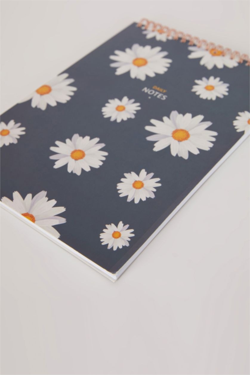 نساء كحلي دفتر ملاحظات 17x24 سم مخطط بنقشة الزهور