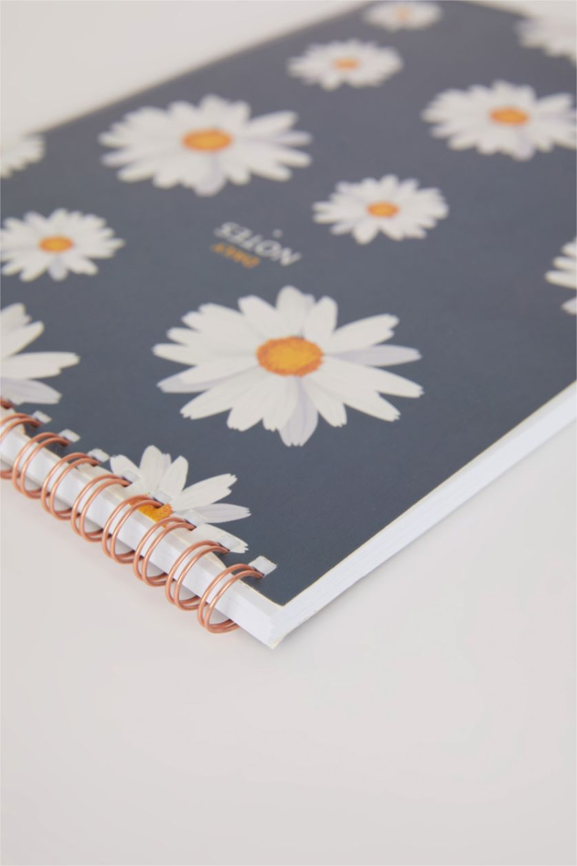 نساء كحلي دفتر ملاحظات 17x24 سم مخطط بنقشة الزهور