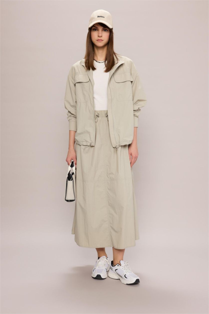 WOMAN Grey Relax Fit Casual Parachute Jacket