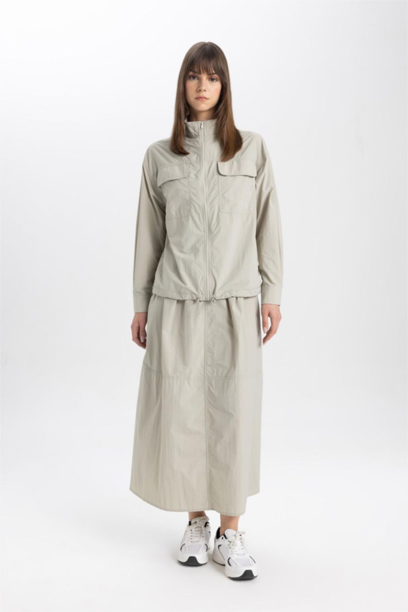 WOMAN Grey Relax Fit Casual Parachute Jacket