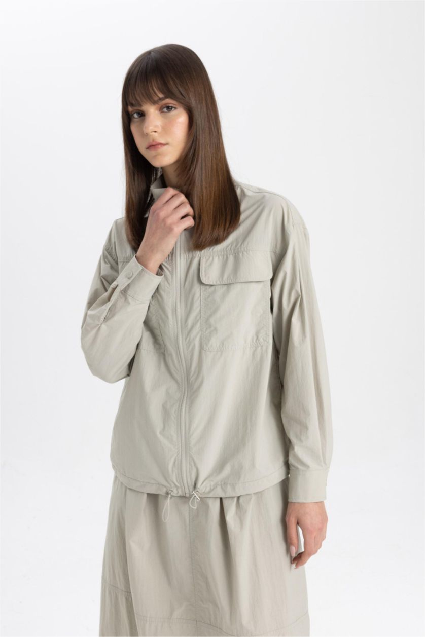 WOMAN Grey Relax Fit Casual Parachute Jacket