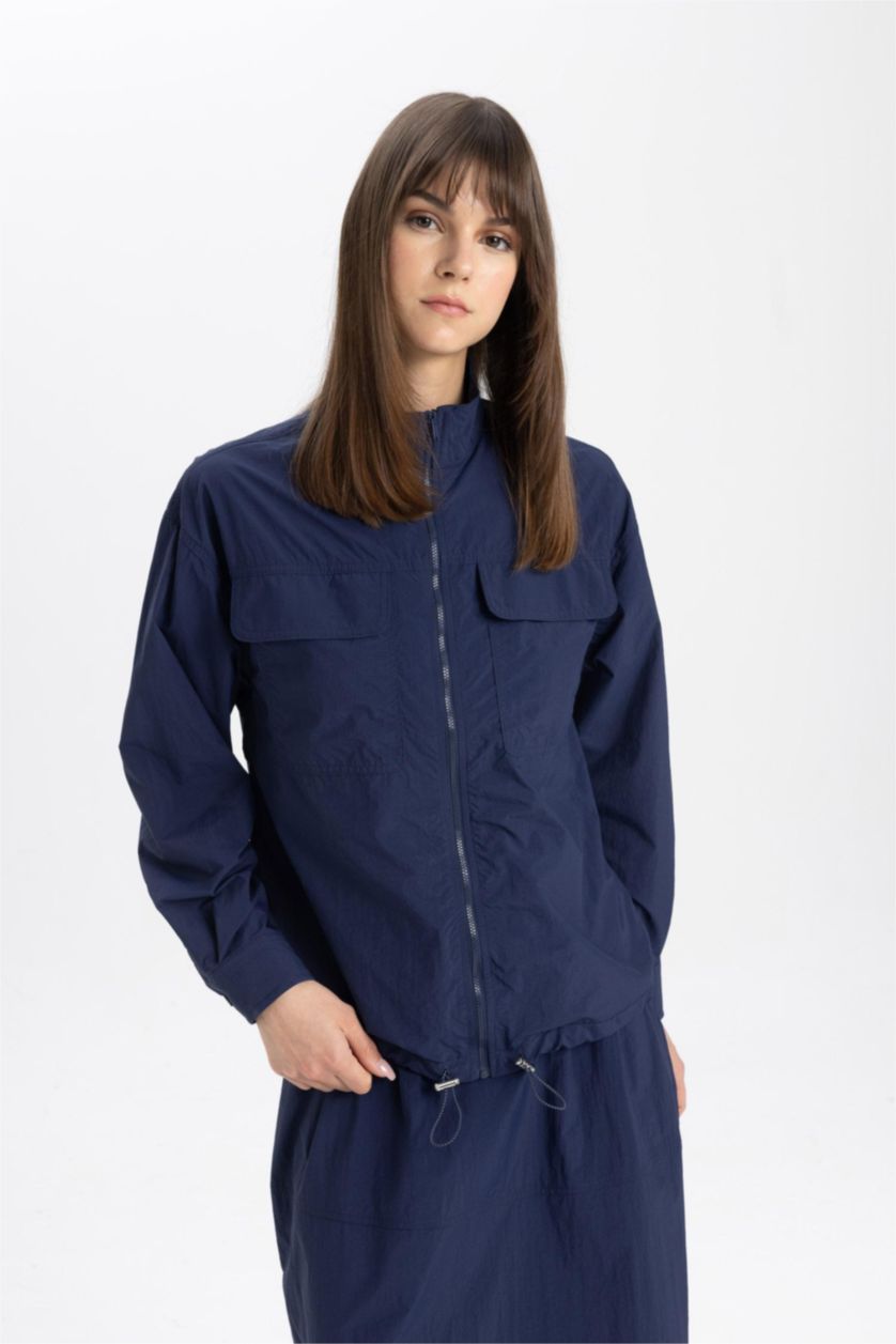 WOMAN NAVY Relax Fit Casual Parachute Jacket