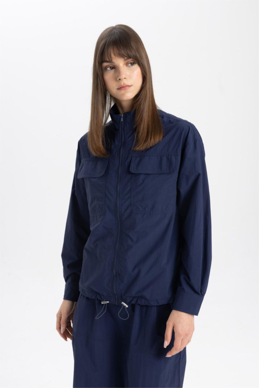 WOMAN NAVY Relax Fit Casual Parachute Jacket