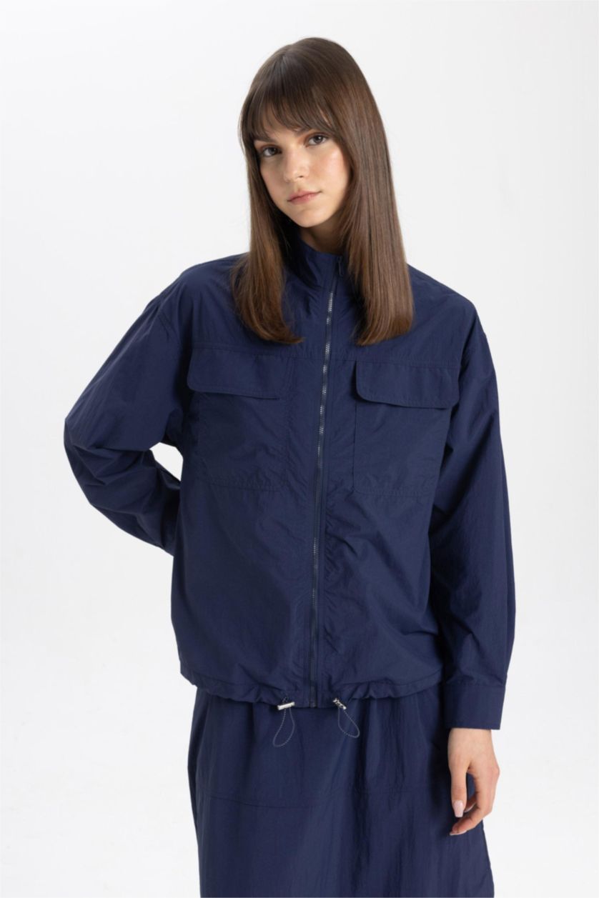 WOMAN NAVY Relax Fit Casual Parachute Jacket