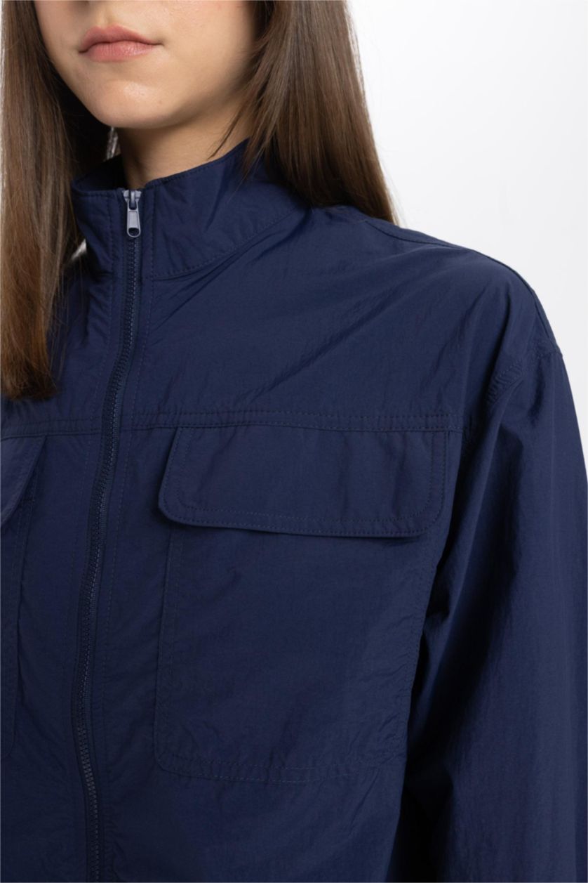 WOMAN NAVY Relax Fit Casual Parachute Jacket