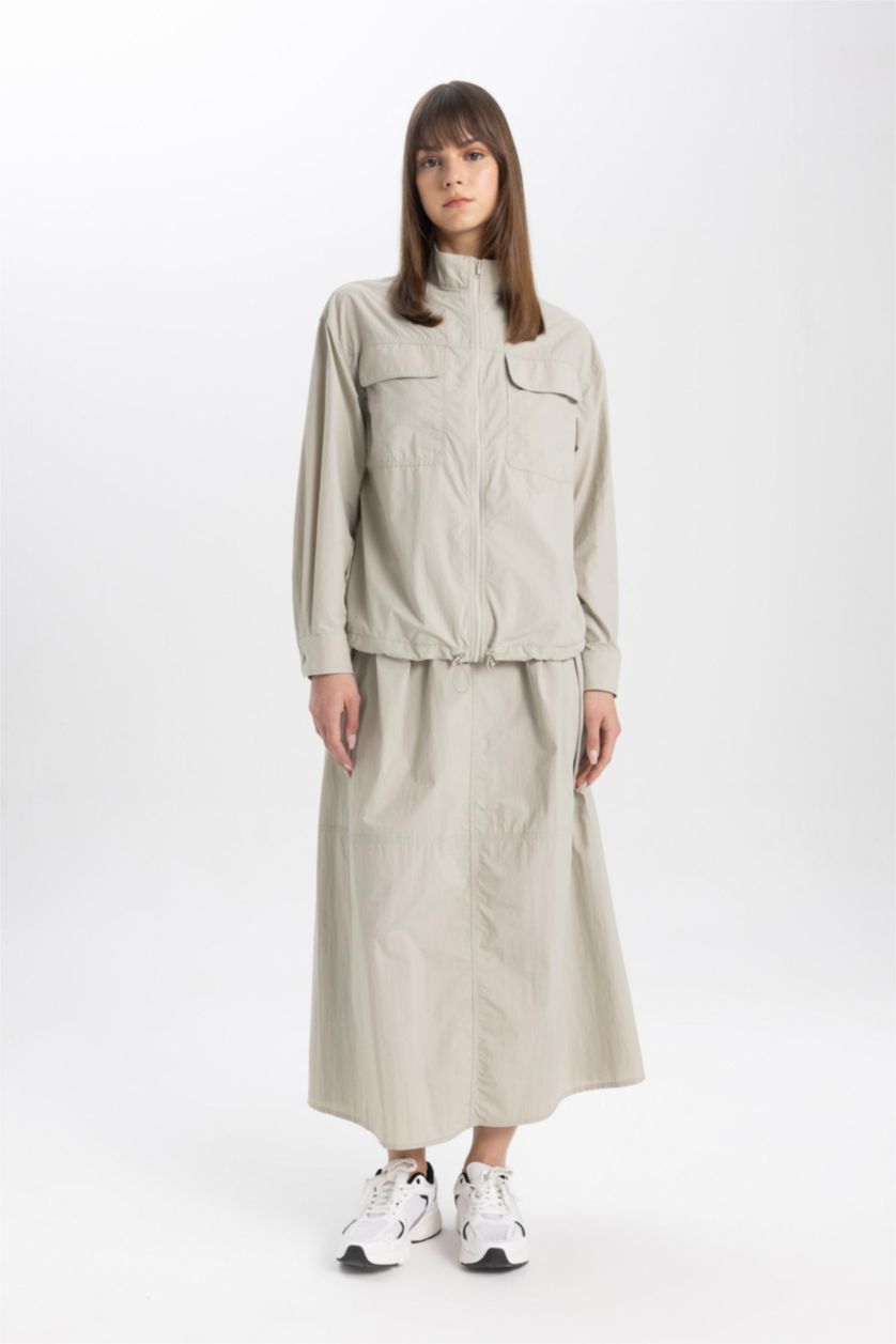 نساء رمادي تنورة طويلة بقصة A