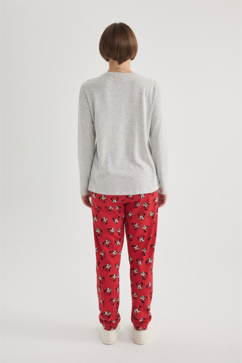 حريمي أحمر طقم بيجاما قصة عادية من ديزني ميكي وميني - قطعتين