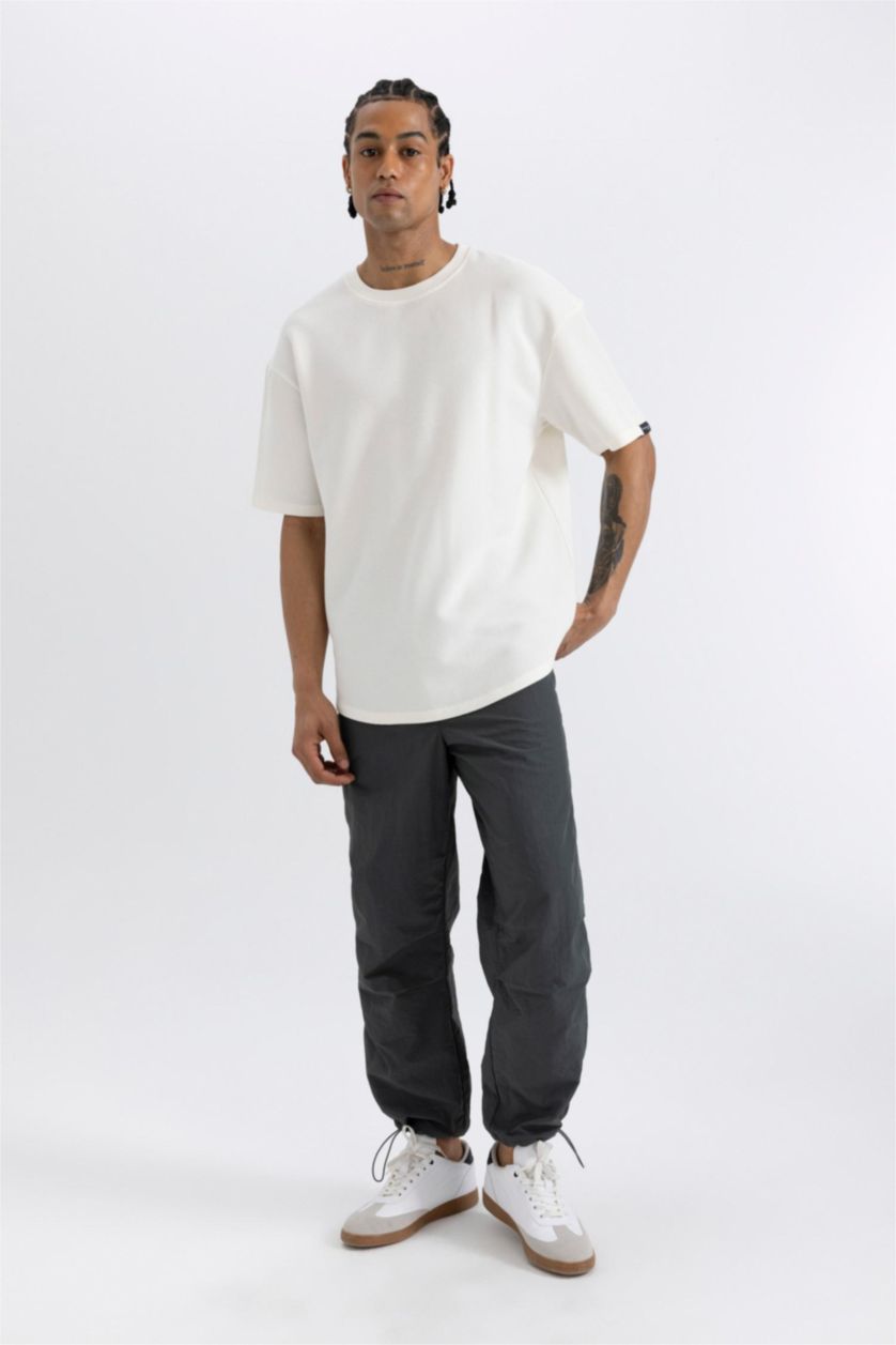 Erkek Koyu Petrol Yazlık Pantolon Relax Fit Rahat Kesim Kargo Cepli Lastikli Paça