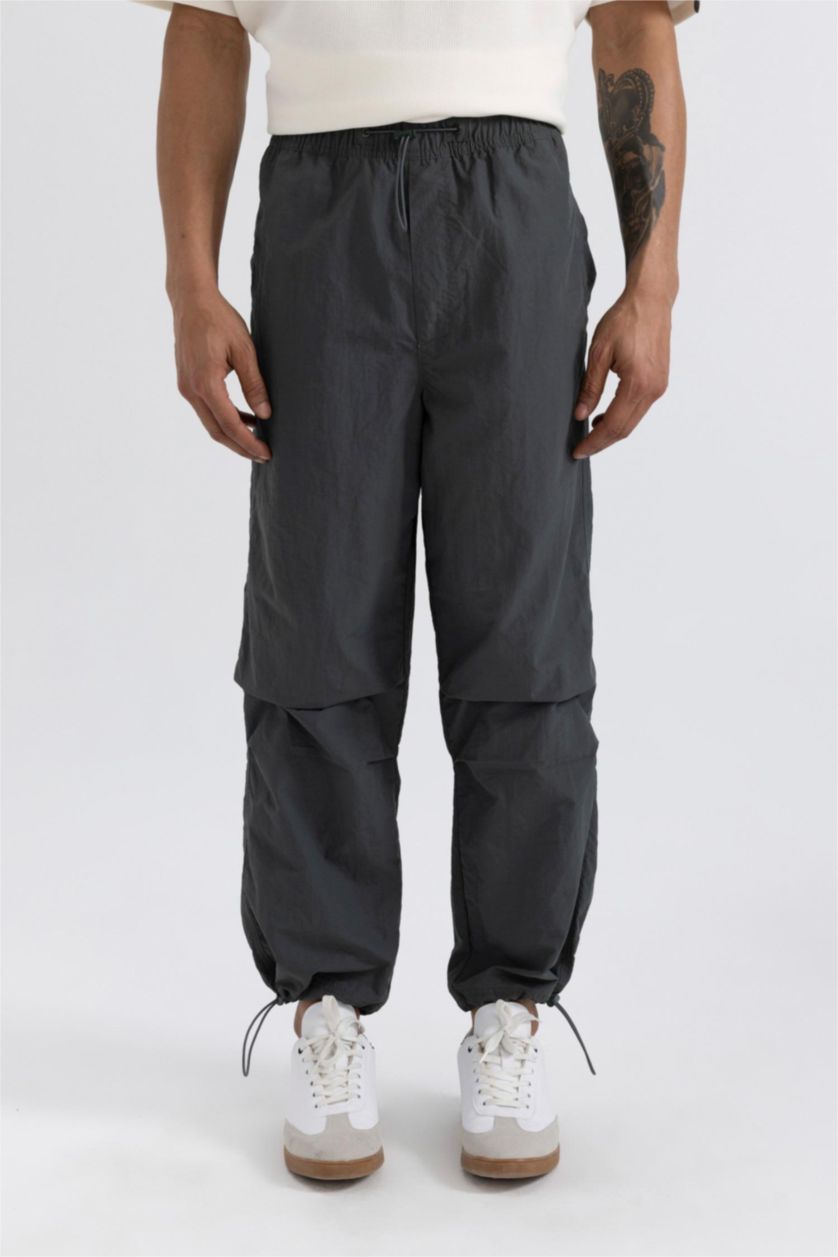 Erkek Koyu Petrol Yazlık Pantolon Relax Fit Rahat Kesim Kargo Cepli Lastikli Paça