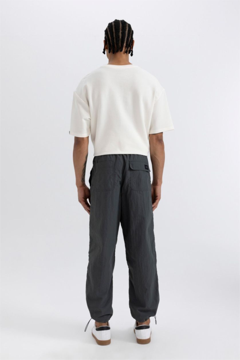 Erkek Koyu Petrol Yazlık Pantolon Relax Fit Rahat Kesim Kargo Cepli Lastikli Paça