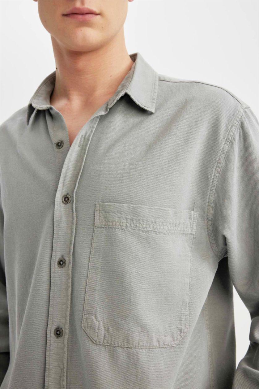 MAN Grey Oversize Fit Cotton Long Sleeve Shirt