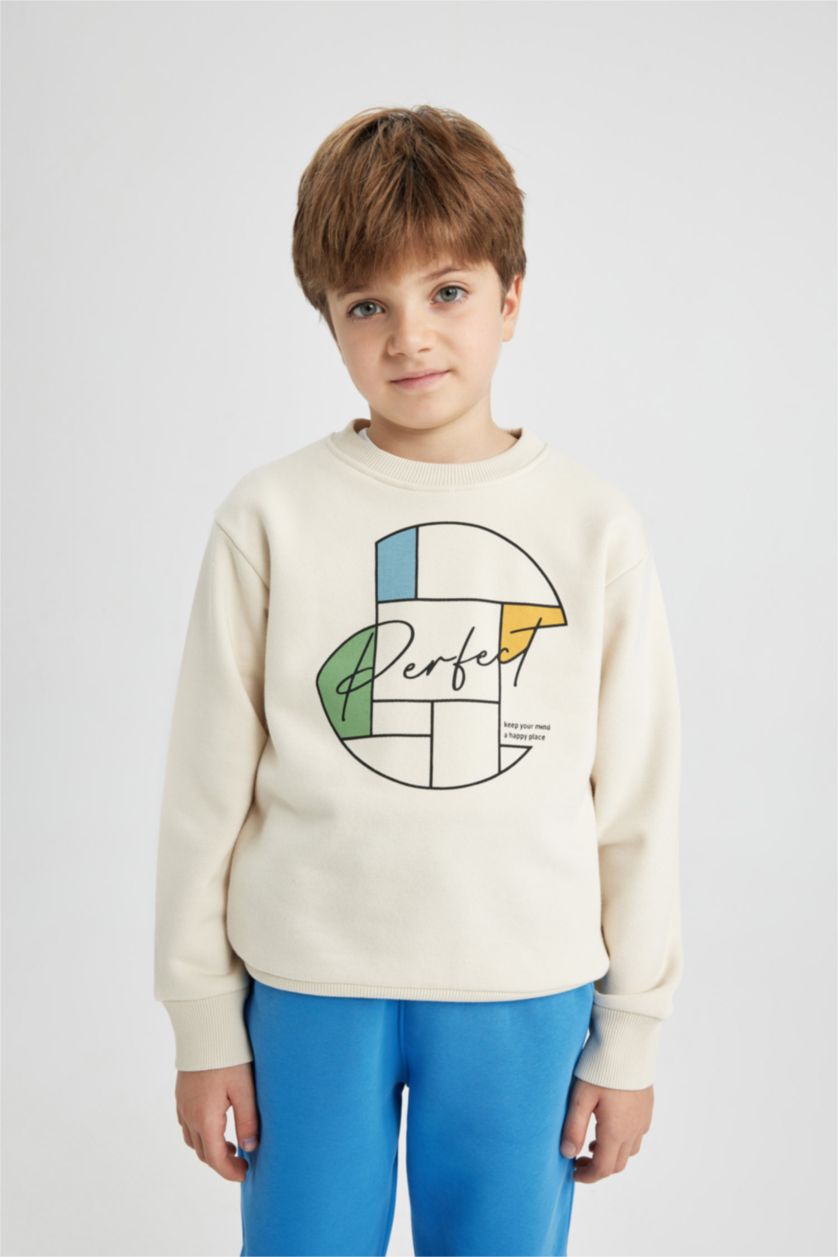 BOYS & TEENS Stone Boy Crew Neck Printed Thick Sweatshirt