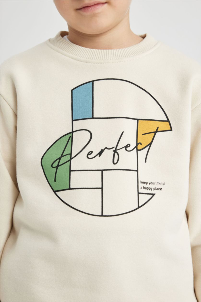 BOYS & TEENS Stone Boy Crew Neck Printed Thick Sweatshirt