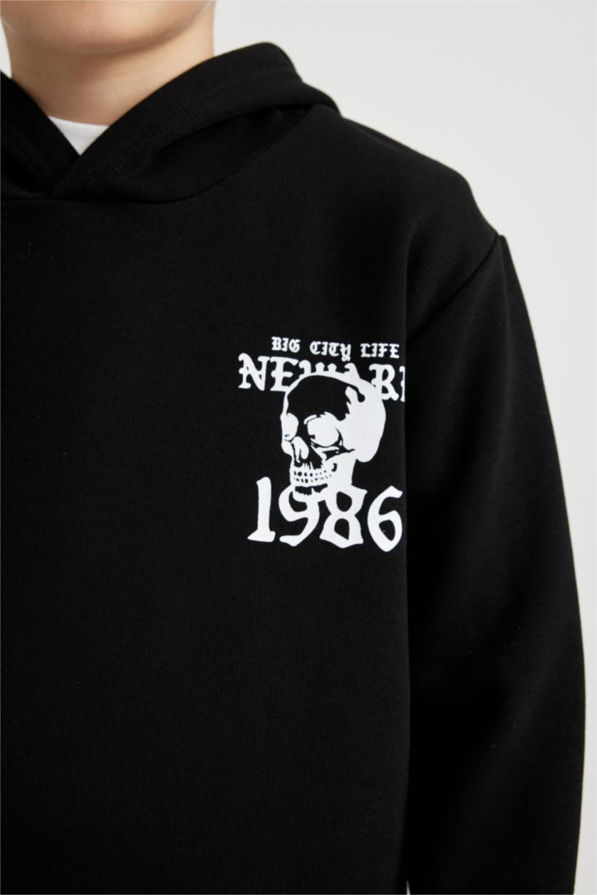 GARÇONS Noir Sweatshirt à Capuche Épais Imprimé Pour Garçon