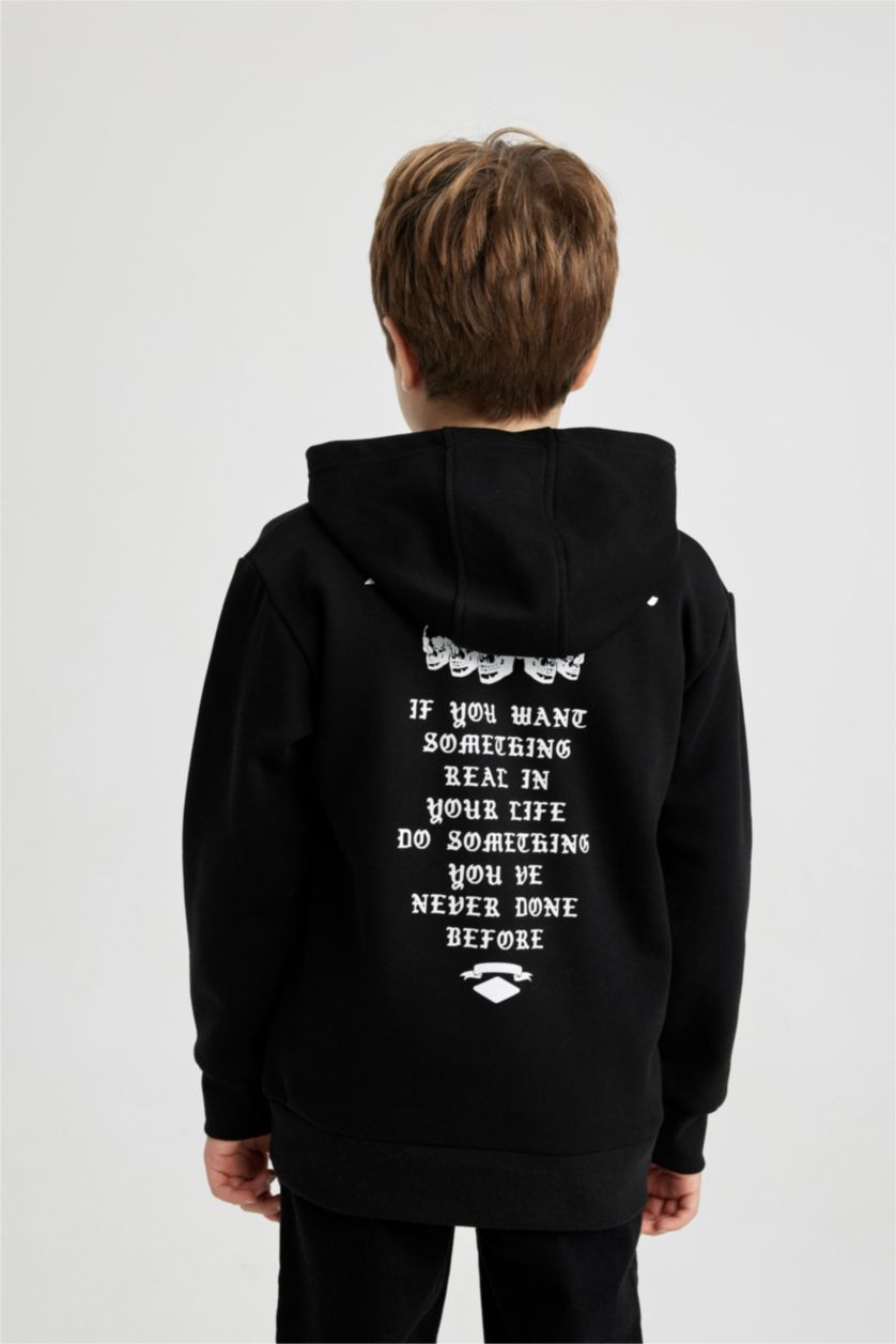 GARÇONS Noir Sweatshirt à Capuche Épais Imprimé Pour Garçon