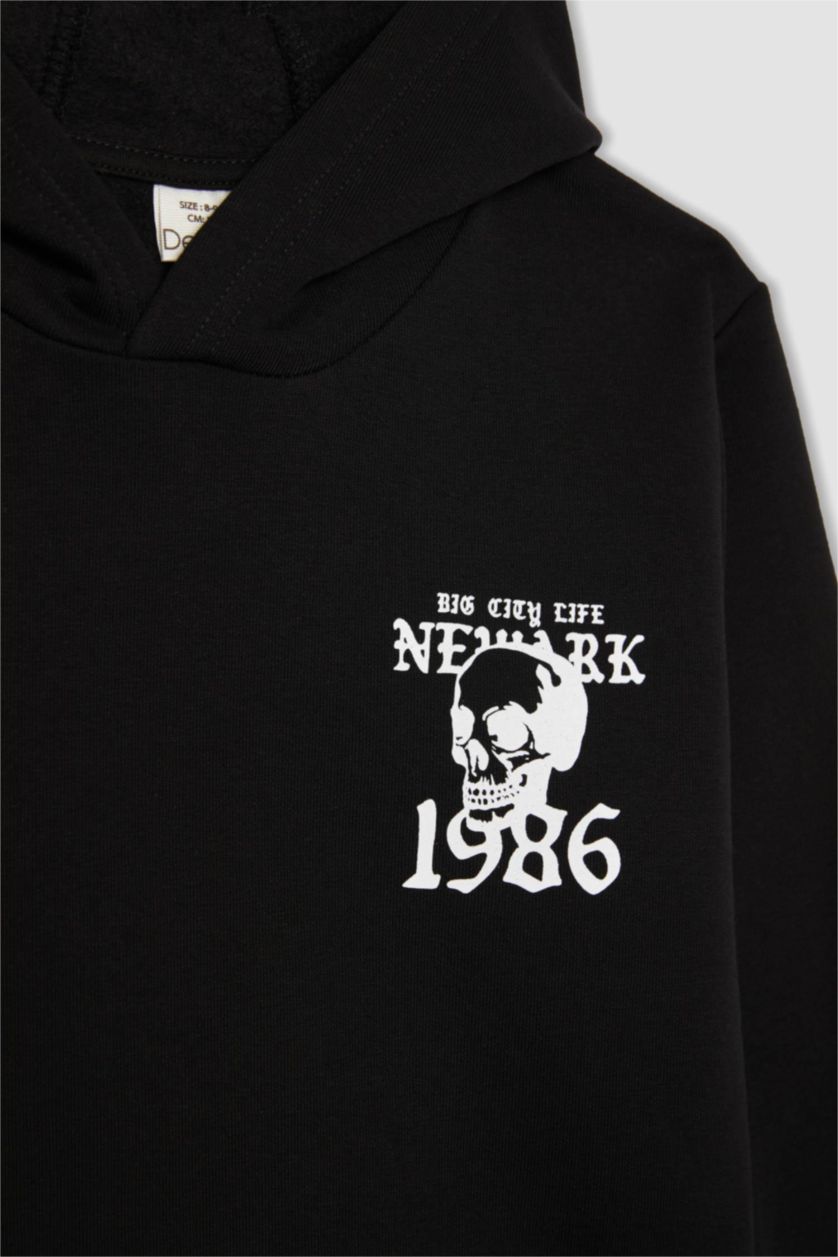 GARÇONS Noir Sweatshirt à Capuche Épais Imprimé Pour Garçon