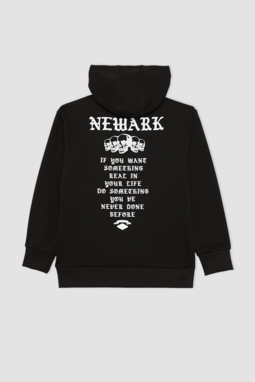 GARÇONS Noir Sweatshirt à Capuche Épais Imprimé Pour Garçon