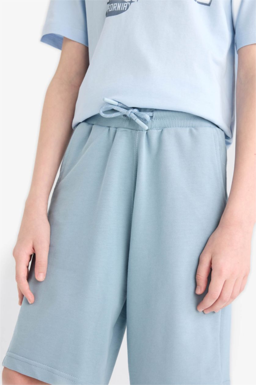 أولاد أزرق Boy Regular Fit Sweatshirt Fabric Shorts