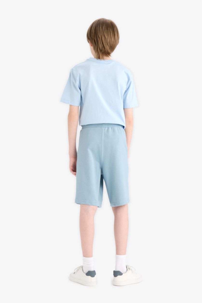 أولاد أزرق Boy Regular Fit Sweatshirt Fabric Shorts